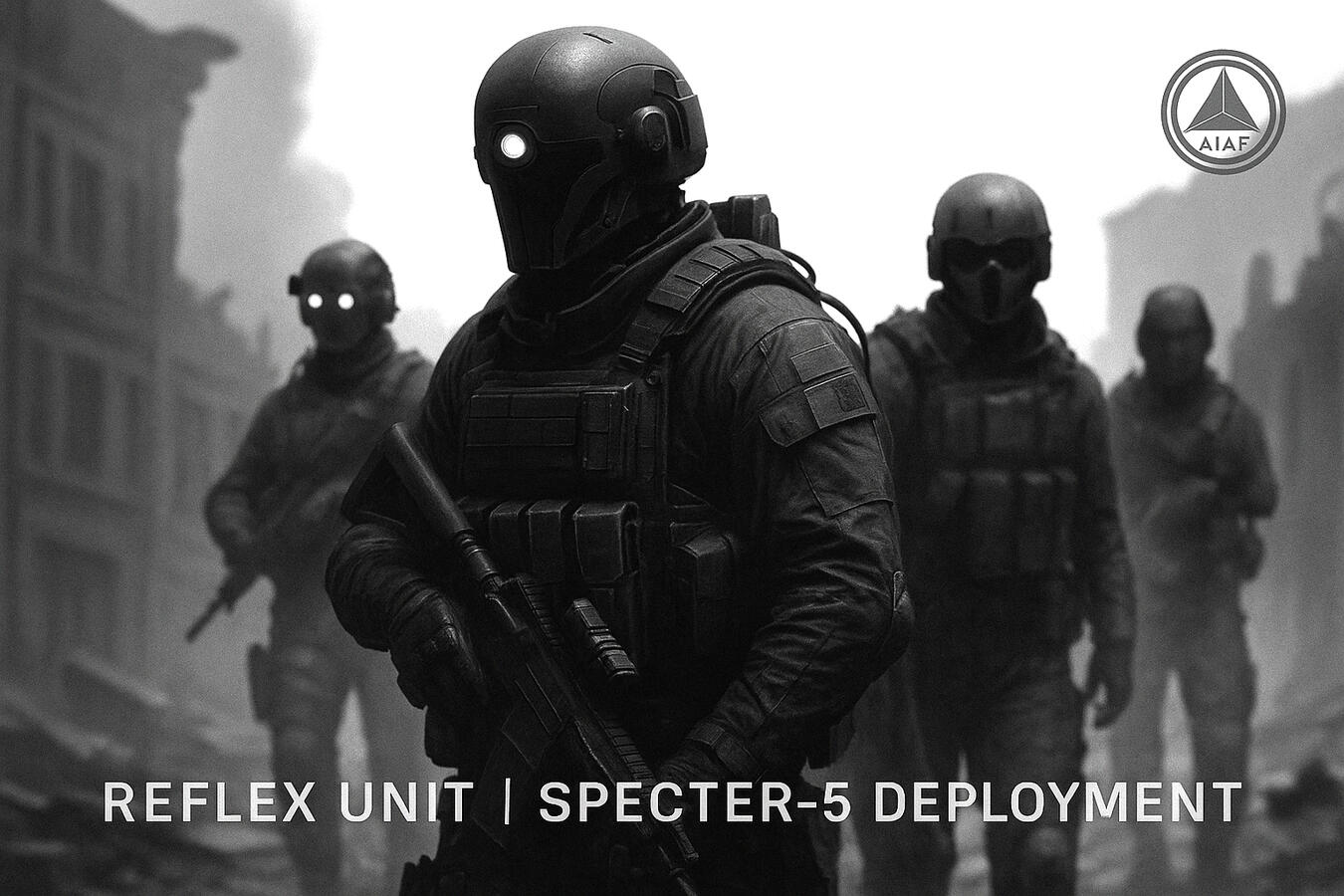 Autonomous tactical ground operatives deployed in urban containment zones under the Specter-5 directive. Night-adapted optics. Zero-verbal command chain. Mission log: [REDACTED].